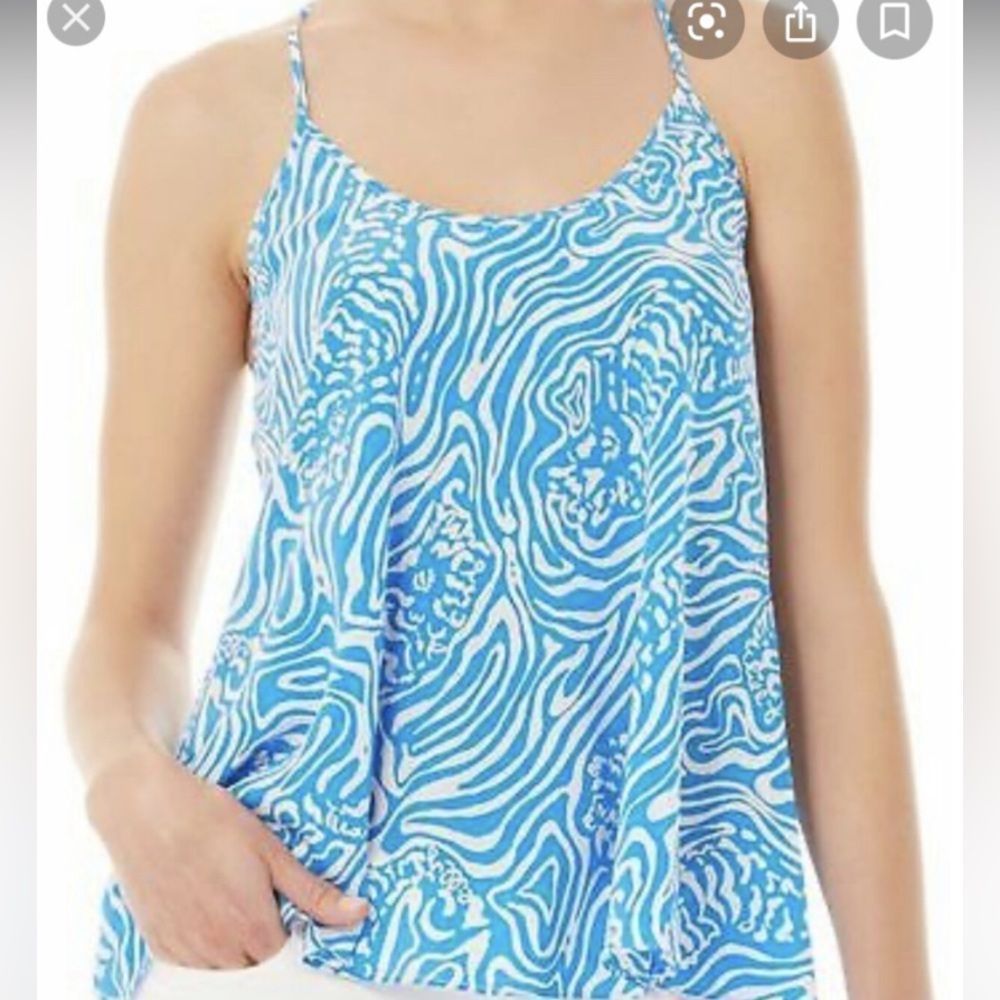 EUC Lilly Pulitzer Racerback Maisie tank top blue zebra XS